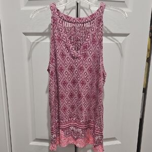 Skies Are Blue - Pink and White Sleeveless Tank Top